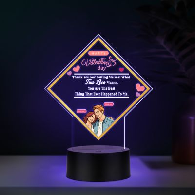 Couples Led Night Lamp Gift Item for Wedding, Anniversary, Birthday & Valentine's Day Romantic Gift for Couples Multicolored Light (Happy Valentines Gift)